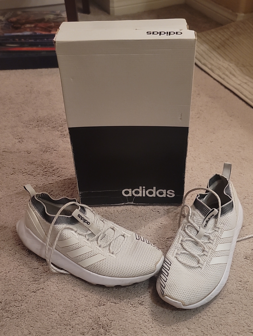 adidas Men’s White Knit Slip-On Sneakers